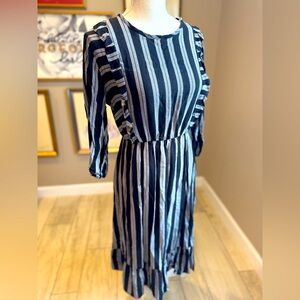 5 for $30 CES FEMME Black and White Ruffled Smocked A-Line Dress